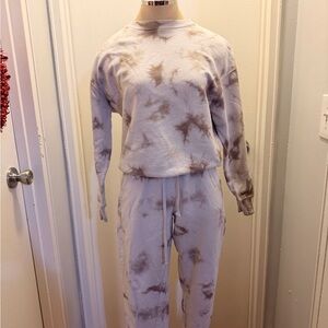 Reflex Tie-Dye Pajama Set in Cream and Brown